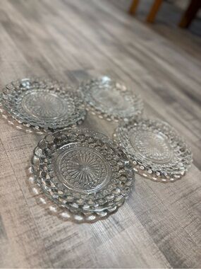 Vintage Anchor Hocking Bubble Glass Salad Dessert Plates Set of 4 Clear 7.5”